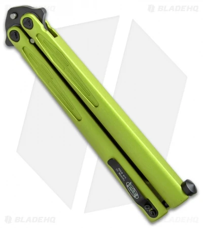 Microtech Tachyon III Balisong Butterfly Lime Green (4.5" Black) 173-1DLCLG 5 Microtech Tachyon III Balisong Butterfly Lime Green (4.5" Black) 173-1DLCLG - Image 3