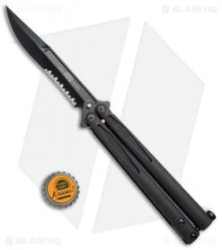 Microtech Tachyon III Balisong Butterfly Knife Tactical (4.5" Black Serr) 173-2T -Blade HQ Shop Microtech Tachyon III Balisong Butterfly Tactical Black Serr 173 2T BHQ 76598 jr bottlecap