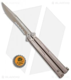 Microtech Tachyon III Balisong Butterfly Knife Tan (4.5" Tan Serr) 173-2TN -Blade HQ Shop Microtech Tachyon III Balisong Butterfly Tan Tan 173 2TN BHQ 75229 jr bottlecap