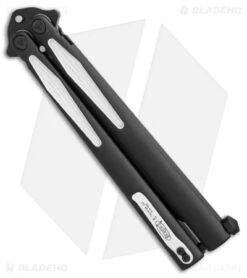 Microtech Tachyon III Balisong Butterfly Knife Venom (4.5" Black/White) 173-1VM -Blade HQ Shop Microtech Tachyon III Venom black white BHQ 71367 er side