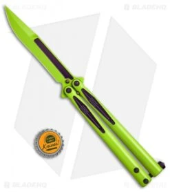 Microtech Tachyon III Balisong Butterfly Incredible (4.5" Green/Purple) 173-1IH -Blade HQ Shop Microtech Tachyon III incredible green purple 1731IH BHQ 68760 er size