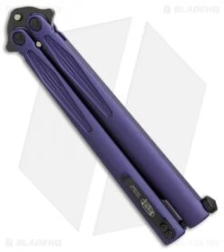 Microtech Tachyon III Balisong Butterfly Knife Purple (4.5" Black) 173-1DLCPU -Blade HQ Shop Microtech Tachyon III purple black BHQ 71370 er side