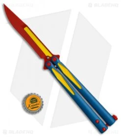 Microtech Tachyon III Balisong Butterfly Super (4.5" Red/Blue/Yellow) 173-13SM -Blade HQ Shop Microtech Tachyon III super red blue yellow 173 1SM BHQ 68511 er size
