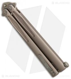 Microtech Tachyon III Balisong Butterfly Knife Tan (4.5" Tan) 173-1TN -Blade HQ Shop Microtech Tachyon III tan tan BHQ 75887 er side