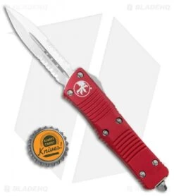 Microtech Troodon D/E OTF Automatic Knife Red (3" Satin Serr) 138-5RD -Blade HQ Shop Microtech Troodon DE Auto Red Satin Serr 138 5RD BHQ 96387 jr bottlecap
