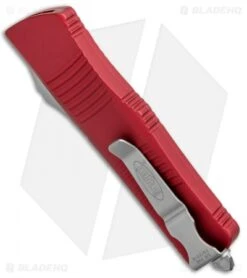 Microtech Troodon D/E OTF Automatic Knife Red (3" Satin Serr) 138-5RD -Blade HQ Shop Microtech Troodon DE Auto Red Satin Serr 138 5RD BHQ 96387 jr side