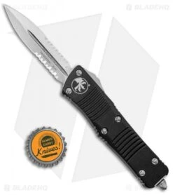 Microtech Troodon D/E OTF Automatic Knife (3" Stonewash Serr) 138-11 -Blade HQ Shop Microtech Troodon DE OTF Auto SW Serr 138 11 BHQ 6107 jr bottlecap