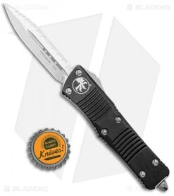 Microtech Troodon Dagger D/E OTF Automatic Knife (3" Satin Full Serr) 138-6 -Blade HQ Shop Microtech Troodon DE OTF Auto Satin Full Serr 138 6 BHQ 5665 jr bottlecap