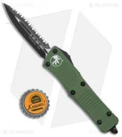 Microtech OD Green Troodon D/E OTF Automatic Knife (3" Black Full Serr) 138-3GR -Blade HQ Shop Microtech Troodon DE OTF OD Green Black Full Serr 138 3GR BHQ 13098 jr bottlecap