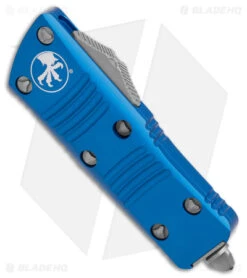 Microtech Troodon Mini D/E OTF Automatic Knife Blue (1.9" Apocalyptic) -Blade HQ Shop Microtech Troodon Mini DE OTF AK Blue 1in Apocalyptic BHQ 176096 td spine