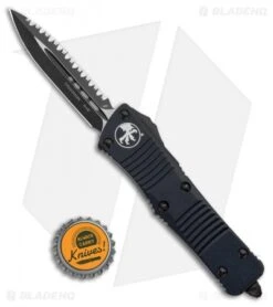 Microtech Troodon D/E OTF Automatic Knife Tactical (3" Black Full Serr) 138-3T -Blade HQ Shop Microtech Troodon OTF Auto Black Tactical Dagger 138 3T BHQ 11847 ns bottlecap