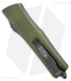 Microtech Troodon S/E OTF Automatic Knife OD Green (3" Black Serr) -Blade HQ Shop Microtech Troodon OTF Auto OD Green Serr 139 2OD BHQ 72301 ns side