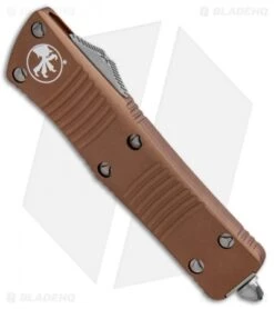 Microtech Troodon S/E OTF Automatic Knife Tan (3" Satin) 139-4 TA -Blade HQ Shop Microtech Troodon SE OTF Auto Tan Satin 139 4TA BHQ 91957 jr spine