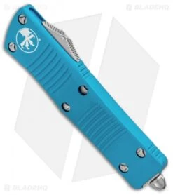 Microtech Troodon S/E OTF Automatic Knife Turquoise (3" Satin) 139-4TQ -Blade HQ Shop Microtech Troodon SE OTF Auto Turquoise 139 4TQ BHQ 92998 jr spine