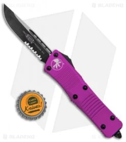 Microtech Troodon S/E OTF Automatic Knife Violet (3" Black Serr) 139-2VI -Blade HQ Shop Microtech Troodon SE OTF Auto Violet Black Serr 139 2VI BHQ 97948 jr bottlecap