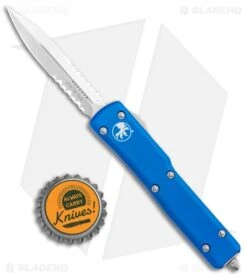 Microtech UTX-70 D/A OTF D/E Automatic Knife Blue (2.4" Stonewash Serr) -Blade HQ Shop Microtech UTX 70 DA OTF DE Auto Blue SW Serr 147 11BL BHQ 98266 jr bottlecap 1