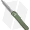 Microtech UTX-70 D/A OTF Automatic Knife OD Green (Apocalyptic Full Serr) -Blade HQ Shop Microtech UTX 70 DA OTF DE Automatic Knife OD Green Apocalyptic Full Serr 147 12APOD BHQ 115741 LS