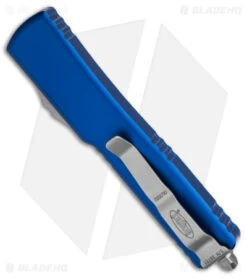 Microtech UTX-70 D/A S/E OTF Automatic Knife Blue (2.4" Stonewash) 148-10BL -Blade HQ Shop Microtech UTX 70 DA OTF SE Automatic Knife Blue 2in SW BHQ 98309 td side