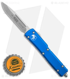 Microtech UTX-70 D/A S/E OTF Automatic Knife Blue (2.4" Stonewash) 148-10BL -Blade HQ Shop Microtech UTX 70 DA OTF SE Automatic Knife Blue 2in SW BHQ 98309 td size