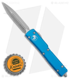 Microtech UTX-70 D/E OTF Automatic Knife Blue (2.4" Apocalyptic) -Blade HQ Shop Microtech UTX 70 DE OTF AK Blue 2in Apocalyptic BHQ 176122 td size