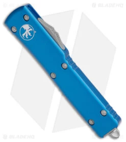 Microtech UTX-70 D/E OTF Automatic Knife Blue (2.4" Apocalyptic) -Blade HQ Shop Microtech UTX 70 DE OTF AK Blue 2in Apocalyptic BHQ 176122 td spine
