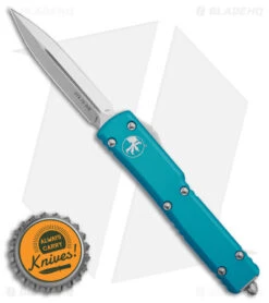 Microtech UTX-70 D/E OTF Automatic Knife Turquoise (2.4" Stonewash) -Blade HQ Shop Microtech UTX 70 DE OTF AK Turquoise 2in SW BHQ 98264 td size
