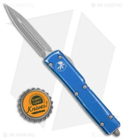 Microtech UTX-70 D/E OTF Automatic Knife Distressed Blue Alum (2.5" Apocalyptic) -Blade HQ Shop Microtech UTX 70 DE OTF Auto Distressed Blue Apocalyptic BHQ 178834 jr bottlecap