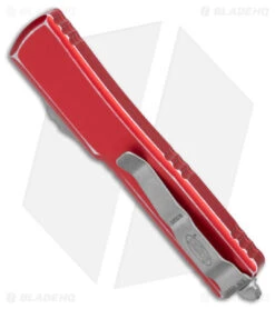 Microtech UTX-70 D/E OTF Automatic Knife Distressed Red Alum (2.4" Apocalyptic) -Blade HQ Shop Microtech UTX 70 DE OTF Auto Distressed Red Apocalyptic BHQ 178797 jr side