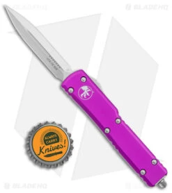 Microtech UTX-70 D/E Dagger OTF Automatic Knife Violet (2.4" Satin) 147-4VI -Blade HQ Shop Microtech UTX 70 DE OTF Auto Violet Satin BHQ 36245 jr bottlecap