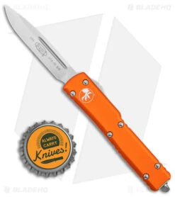 Microtech UTX-70 S/E OTF Automatic Knife Orange (2.4" Stonewash) 148-10OR -Blade HQ Shop Microtech UTX 70 SE Auto OTF Orange SW BHQ 49733 jr bottlecap
