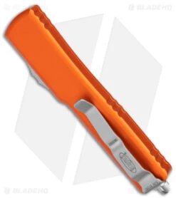 Microtech UTX-70 S/E OTF Automatic Knife Orange (2.4" Stonewash) 148-10OR -Blade HQ Shop Microtech UTX 70 SE Auto OTF Orange SW BHQ 49733 jr side