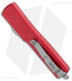 Microtech UTX-70 S/E OTF Automatic Knife Red (2.4" Satin) 148-4RD -Blade HQ Shop Microtech UTX 70 SE OTF Auto Red Satin 148 RD BHQ 105407 jr side