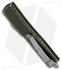 Microtech UTX-70 Spartan OTF Auto Knife Distressed OD Green (2.5" Apocalyptic) -Blade HQ Shop Microtech UTX 70 Spartan OTF AK Distressed OD Green 2in BHQ 179323 td side