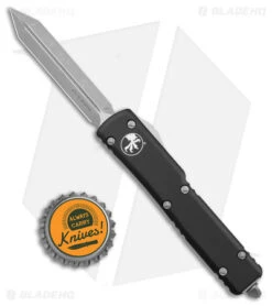 Microtech UTX-70 Spartan OTF Automatic Knife Black Aluminum (2.4" Apocalyptic ) -Blade HQ Shop Microtech UTX 70 Spartan OTF Auto Black Apocalyptic BHQ 178725 jr bottlecap
