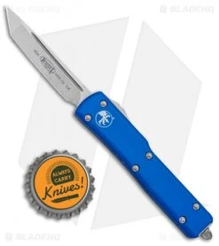 Microtech UTX-70 Tanto Automatic OTF Knife Blue (2.4" Stonewash) -Blade HQ Shop Microtech UTX 70 Tanto Blue SW 149 10BL BHQ 98374 jr bottlecap