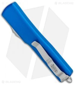 Microtech UTX-70 Tanto Automatic OTF Knife Blue (2.4" Stonewash) -Blade HQ Shop Microtech UTX 70 Tanto Blue SW 149 10BL BHQ 98374 jr side