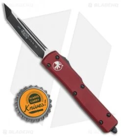Microtech UTX-70 Tanto D/A Automatic OTF Knife Merlot (2.4" Two-Tone) 149-1MR -Blade HQ Shop Microtech UTX 70 Tanto DA Auto TT 149 1MR BHQ 117660 jr bottlecap