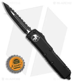 Microtech UTX-85 D/E OTF Auto Knife Black Dagger (3.125" Black Serr) 232-3T -Blade HQ Shop Microtech UTX 85 D E OTF Auto Knife Black Dagger 3in Serr Black BHQ 142701 td size