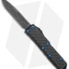 Microtech UTX-85 S/E OTF Automatic Knife CF W/ Blue Ti HW (3.125" Damascus)