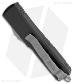 Microtech UTX-85 D/E OTF Automatic Knife Black (3.125" Satin Full Serr) -Blade HQ Shop Microtech UTX 85 DE OTF Auto Black Satin Full Serr 232 6 BHQ 98519 jr side