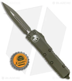 Microtech UTX-85 D/E OTF Automatic Knife Cerakote OD Green (3.1" Green) -Blade HQ Shop Microtech UTX 85 DE OTF Auto Cerakote OD Green Dagger COD BHQ 141929 jr bottlecap