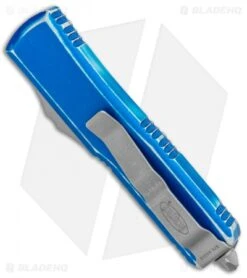 Microtech UTX-85 D/E OTF Automatic Knife Distressed Blue (3.125" Apocalyptic) -Blade HQ Shop Microtech UTX 85 DE OTF Auto Distressed Blue Apocalyptic 232 10DBL BHQ 101659 jr side