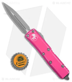 Microtech UTX-85 D/E OTF Automatic Knife Distressed Pink (3.1" Apocalyptic) -Blade HQ Shop Microtech UTX 85 DE OTF Auto Distressed Pink Apocalyptic BHQ 178776 jr bottlecap