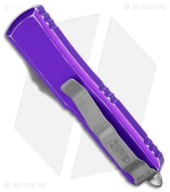 Microtech UTX-85 D/E OTF Automatic Knife Distressed Purple (3.1" Apocalyptic SW) -Blade HQ Shop Microtech UTX 85 DE OTF Auto Distressed Purple Apocalyptic BHQ 178754 jr side
