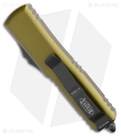 Microtech UTX-85 D/E OTF Automatic Knife OD Green (3.125" Black) -Blade HQ Shop Microtech UTX 85 DE OTF Auto OD Green Black BHQ 81507 jr side