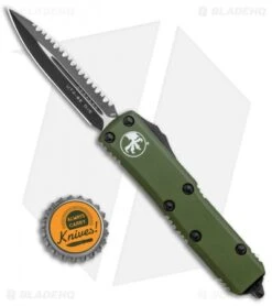 Microtech UTX-85 D/E OTF Automatic Knife OD Green (3.125" Black Full Serr) -Blade HQ Shop Microtech UTX 85 DE OTF Auto OD Green Black Full Serr 232 3OD BHQ 97546 jr bottlecap