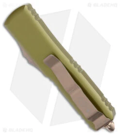 Microtech UTX-85 D/E OTF Automatic Knife OD Green (3.125" Bronze) -Blade HQ Shop Microtech UTX 85 DE OTF Auto OD Green Bronze BHQ 180398 jr side