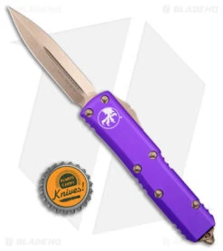 Microtech UTX-85 D/E OTF Automatic Knife Purple (3.125" Bronze) -Blade HQ Shop Microtech UTX 85 DE OTF Auto Purple Bronze BHQ 180399 jr bottlecap