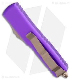 Microtech UTX-85 D/E OTF Automatic Knife Purple (3.125" Bronze) -Blade HQ Shop Microtech UTX 85 DE OTF Auto Purple Bronze BHQ 180399 jr side