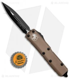 Microtech UTX-85 D/E OTF Automatic Knife Tan (3.125" Black) 232-1TA -Blade HQ Shop Microtech UTX 85 DE OTF Auto Tan Black 232 1TA BHQ 81508 jr bottlecap 1